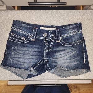 BKE Denim Shorts - Stella - 24 waist - orange/stitching